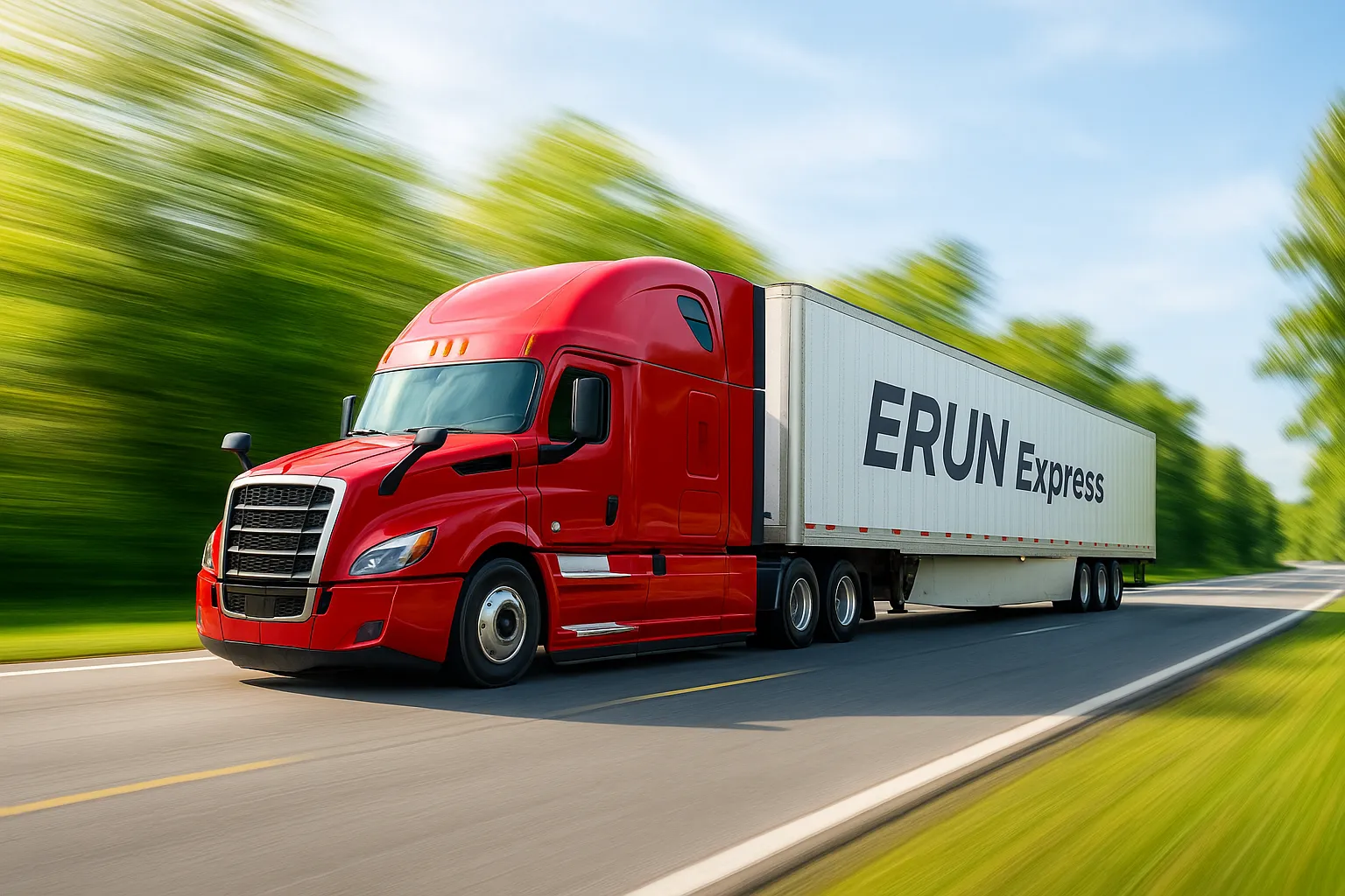 ERUN EXPRESS 로고가 있는 트럭 이미지